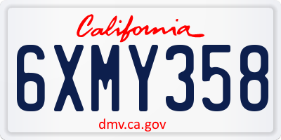 CA license plate 6XMY358