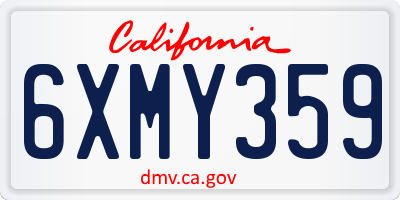 CA license plate 6XMY359