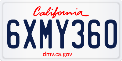 CA license plate 6XMY360