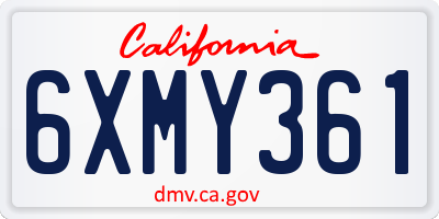 CA license plate 6XMY361
