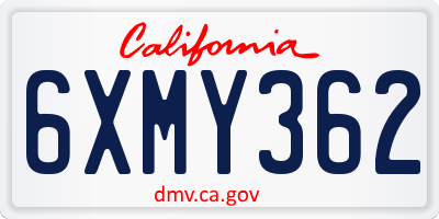 CA license plate 6XMY362
