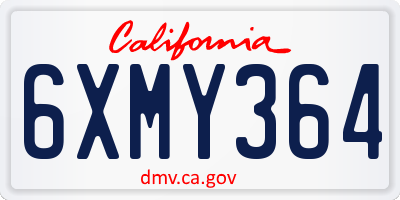CA license plate 6XMY364