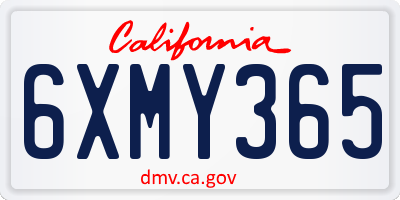 CA license plate 6XMY365