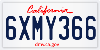 CA license plate 6XMY366