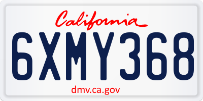 CA license plate 6XMY368
