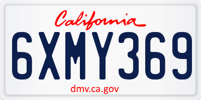 CA license plate 6XMY369