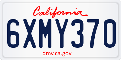 CA license plate 6XMY370