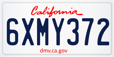 CA license plate 6XMY372