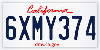 CA license plate 6XMY374