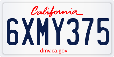 CA license plate 6XMY375