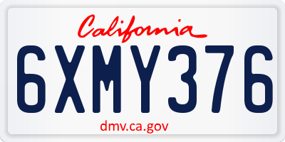 CA license plate 6XMY376