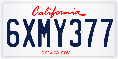 CA license plate 6XMY377