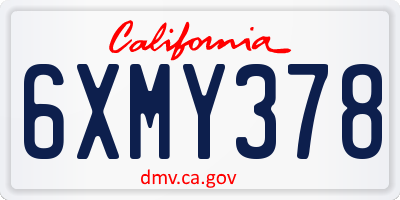 CA license plate 6XMY378