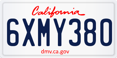 CA license plate 6XMY380