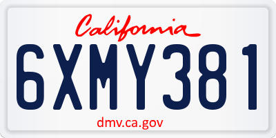 CA license plate 6XMY381