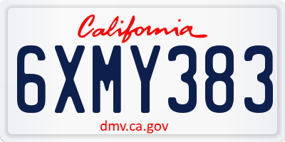 CA license plate 6XMY383