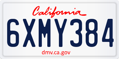 CA license plate 6XMY384