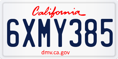 CA license plate 6XMY385