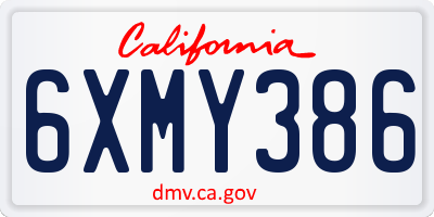 CA license plate 6XMY386