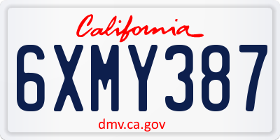 CA license plate 6XMY387