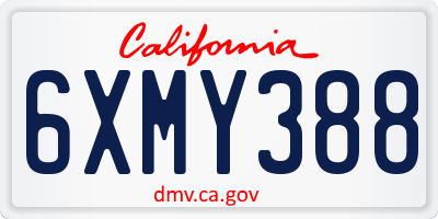 CA license plate 6XMY388