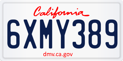 CA license plate 6XMY389