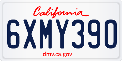CA license plate 6XMY390
