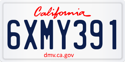 CA license plate 6XMY391