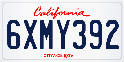 CA license plate 6XMY392