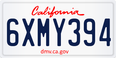 CA license plate 6XMY394