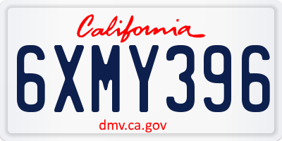 CA license plate 6XMY396