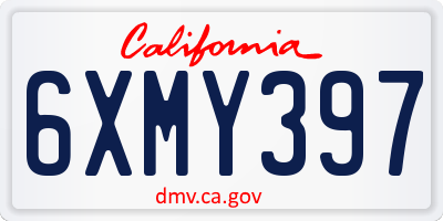 CA license plate 6XMY397