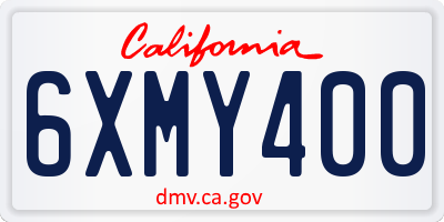 CA license plate 6XMY400