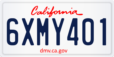 CA license plate 6XMY401