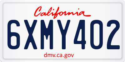 CA license plate 6XMY402