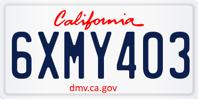 CA license plate 6XMY403