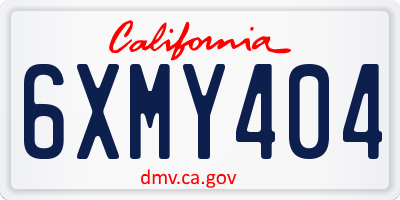 CA license plate 6XMY404