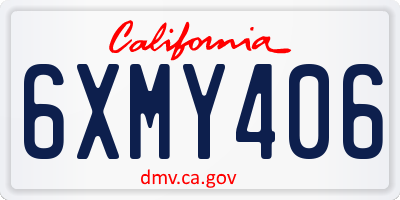CA license plate 6XMY406
