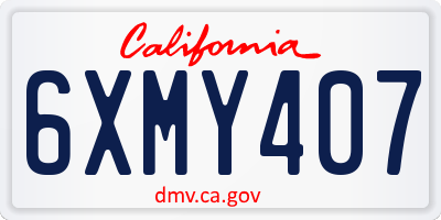 CA license plate 6XMY407
