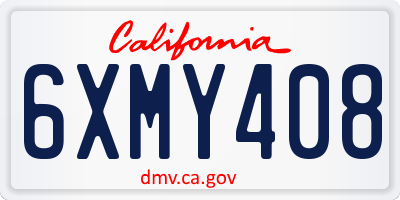 CA license plate 6XMY408