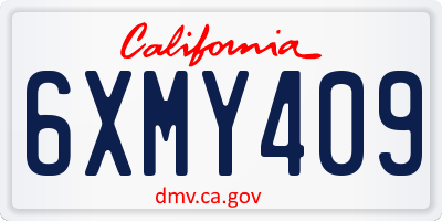 CA license plate 6XMY409