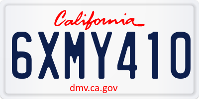 CA license plate 6XMY410
