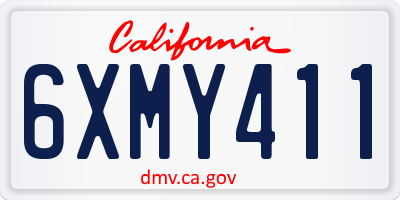 CA license plate 6XMY411