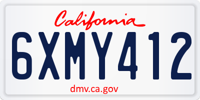 CA license plate 6XMY412