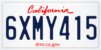 CA license plate 6XMY415