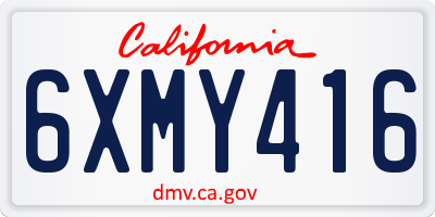 CA license plate 6XMY416