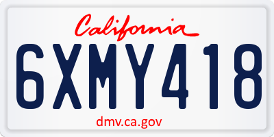 CA license plate 6XMY418