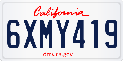 CA license plate 6XMY419