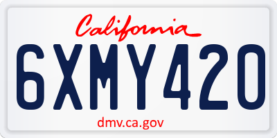 CA license plate 6XMY420