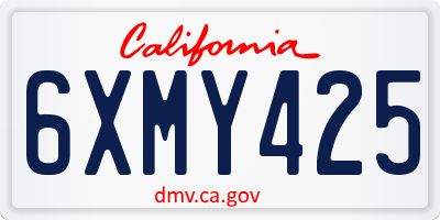 CA license plate 6XMY425